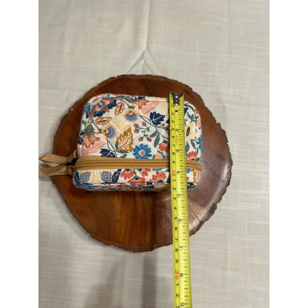 Vera Bradley Floral Quilted Travel Jewelry Organizer Case Zip Makeup Cosmetic